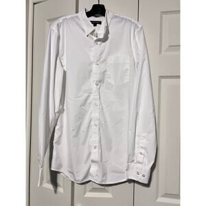 Banana Republic Mens Large Tall White Button Up Shirt Stretch EUC